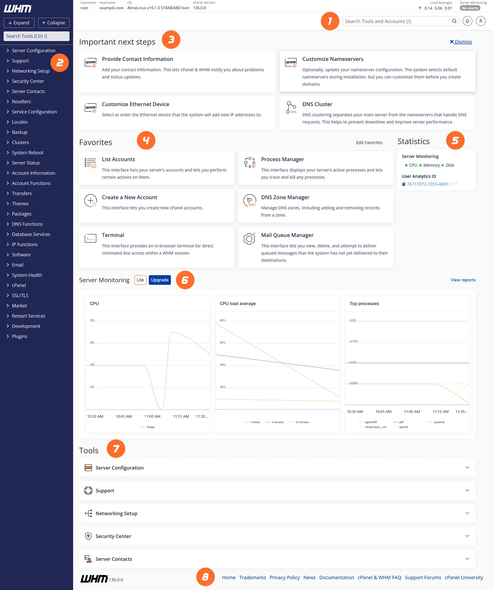 cPanel interface preview