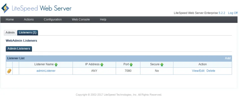 LiteSpeed interface preview